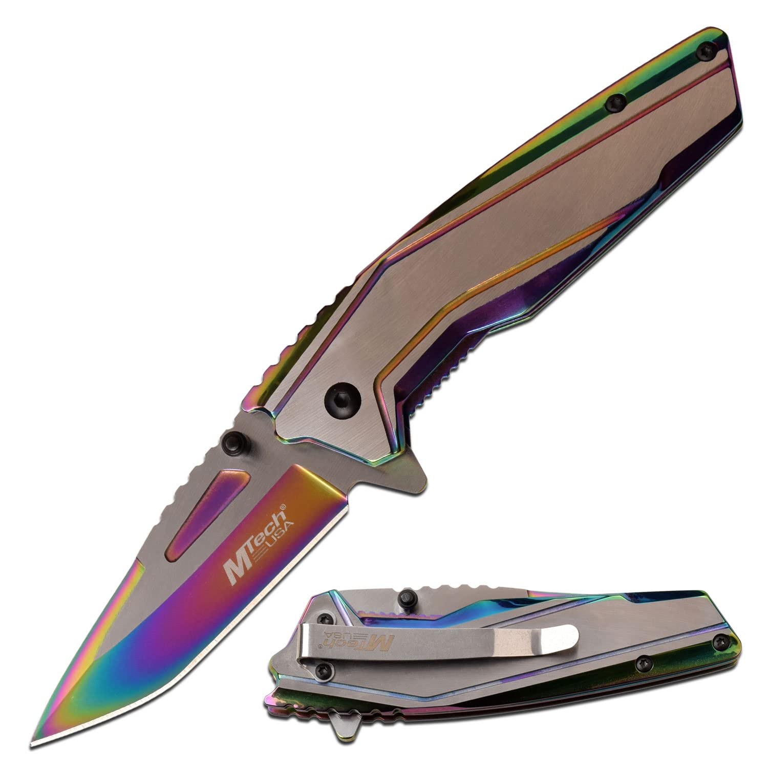 Amazon.com: MTECH USA MT-A1117RB Spring Assisted Knife, Rainbow